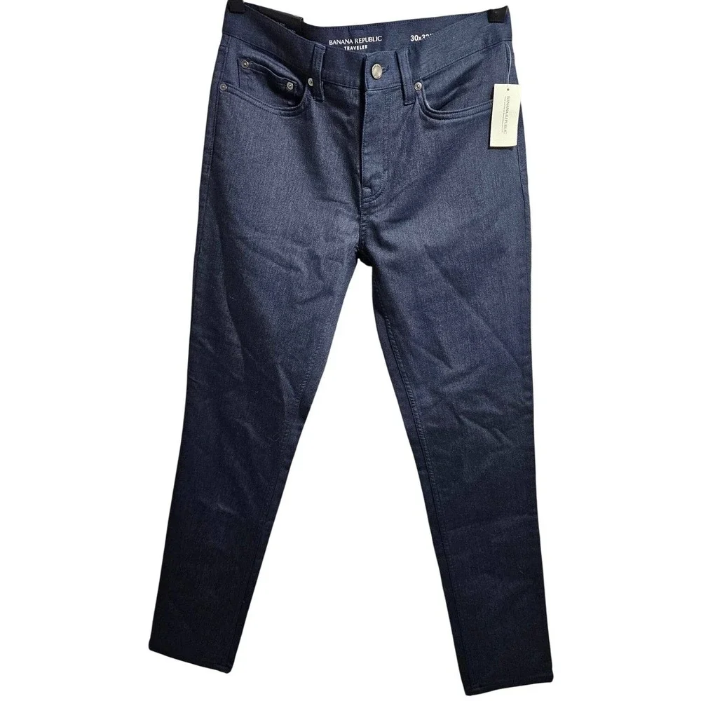 Banana Republic Traveler Athletic Tapered Fit‎ Pants 30x32 Dark Indigo Blue NEW